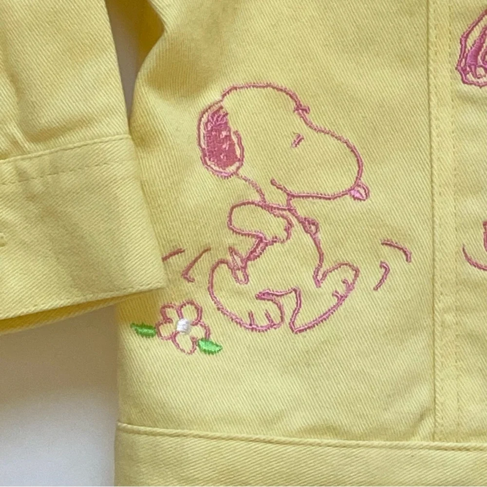 Snoopy Jacket Size 18 Months Vintage Yellow Pink EUC Girls Jean Y2K Peanuts